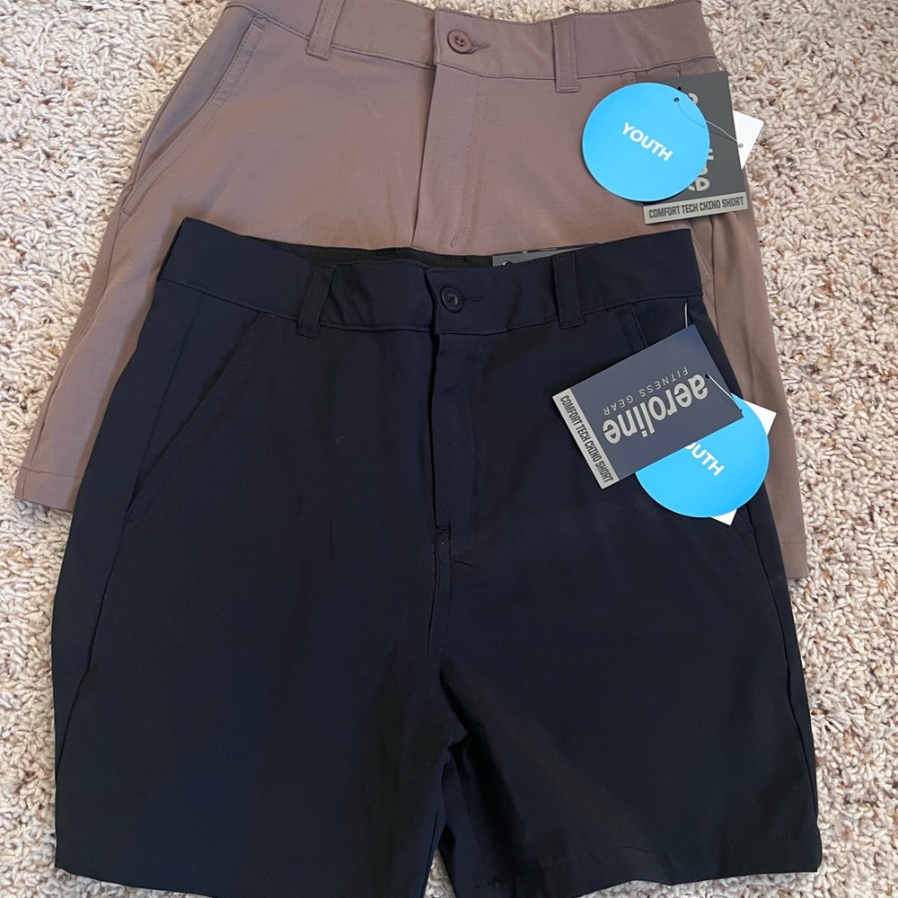 Youth Men's Performance Shorts - Black and Taupe